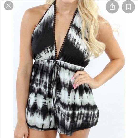 Audrey 3+1 Other - {Audrey 3 + 1}Sz S Black/White Tie Dye Romper